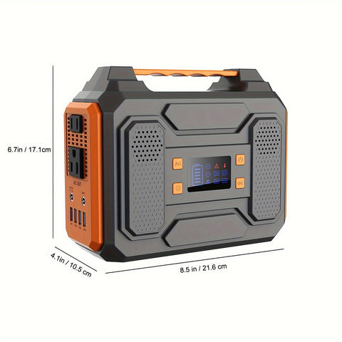 [280Wh Portable Power Station] 300W Portable Power Station - 280Wh Compact Lithium-Ion Battery Charger with Dual 110V AC Outlets, DC & USB QC3.0 Outputs, LED Flashlight, Built-in Cooling Vents for Camping, RV, Emergency Home