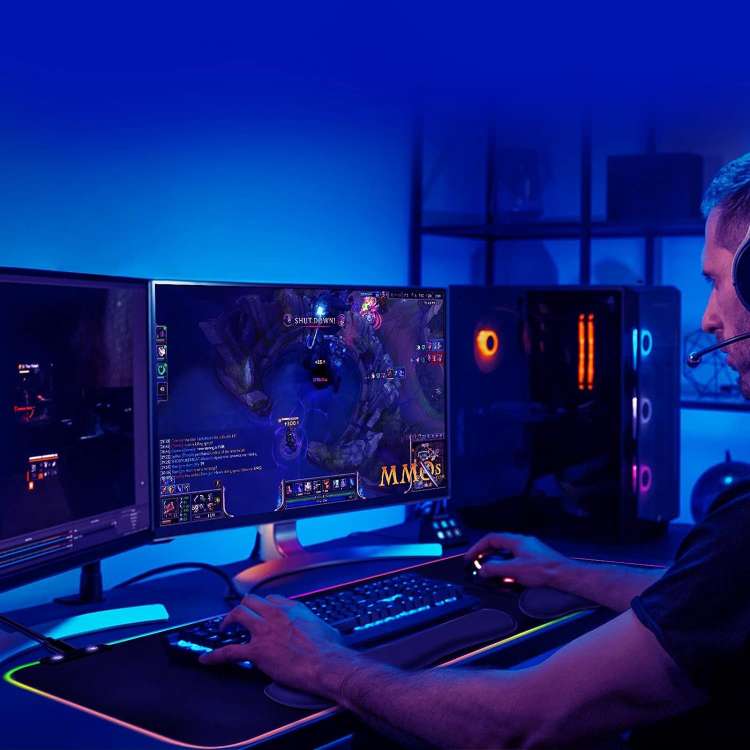[3-In-1]Rgb Led Gaming Mouse Pad with Wrist Support,Ivienx Gaming Keyboard Mat Mouse Pad[31.5×11.8 In][Black],Light up Mouse Pad Mouse Pad Wrist Support with [15 Light Modes][2 Brightness Levels]