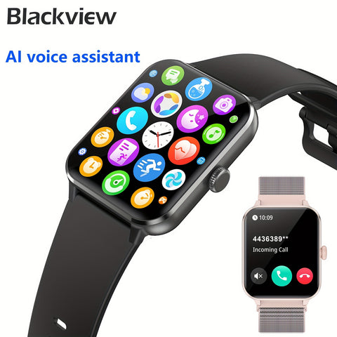 Blackview R50 Smart Watch With Wireless Call Answer\Make Call, 1.85 Inch HD Full Touchscreen, Case Made Of PC And Scratch Resistant Glass, 24H Monitoring, Sleep Monitoring, Sports Tracker, Pedometer, Music Photo Watch With Mi