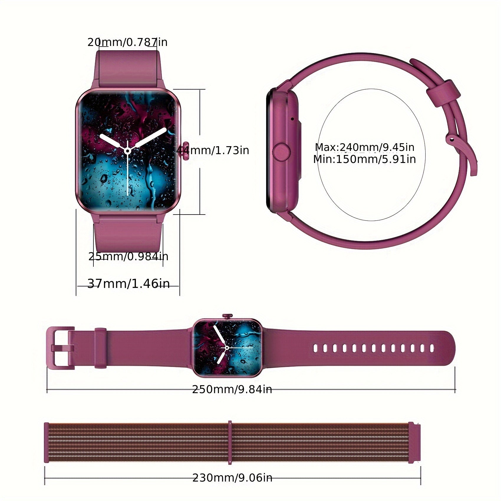 Blackview R50 Smart Watch With Wireless Call Answer\Make Call, 1.85 Inch HD Full Touchscreen, Case Made Of PC And Scratch Resistant Glass, 24H Monitoring, Sleep Monitoring, Sports Tracker, Pedometer, Music Photo Watch With Mi