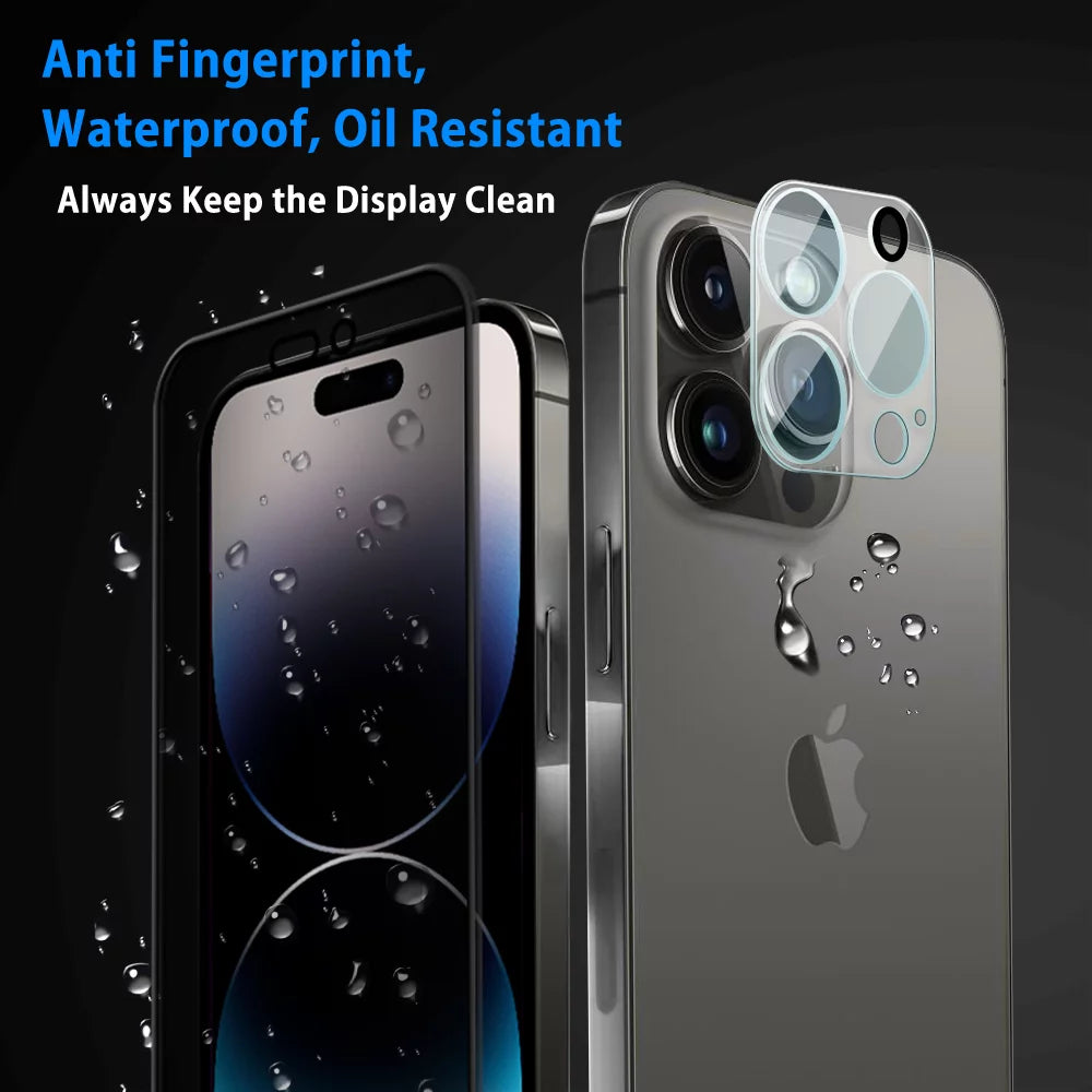 Compatible with Iphone 14 Pro Max/ Iphone 14 Pro/ Iphone 14/ Iphone 14 plus Privacy Screen Protector + Camera Lens Protector,Anti Scratch 9H Tempered Glass Screen Protector Film - [2 + 2 Pack]
