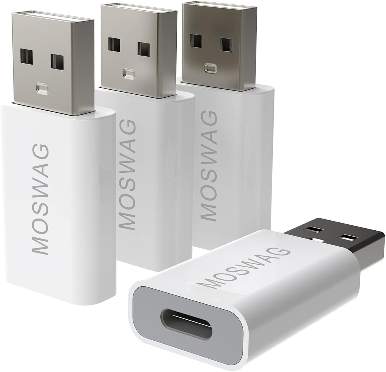 MOSWAG 3 Pack USB C to USB Adapter - Male to Female, Type-C to Type a Compatible with Apple Magsafe Charger, Mac, Laptops and Pcs