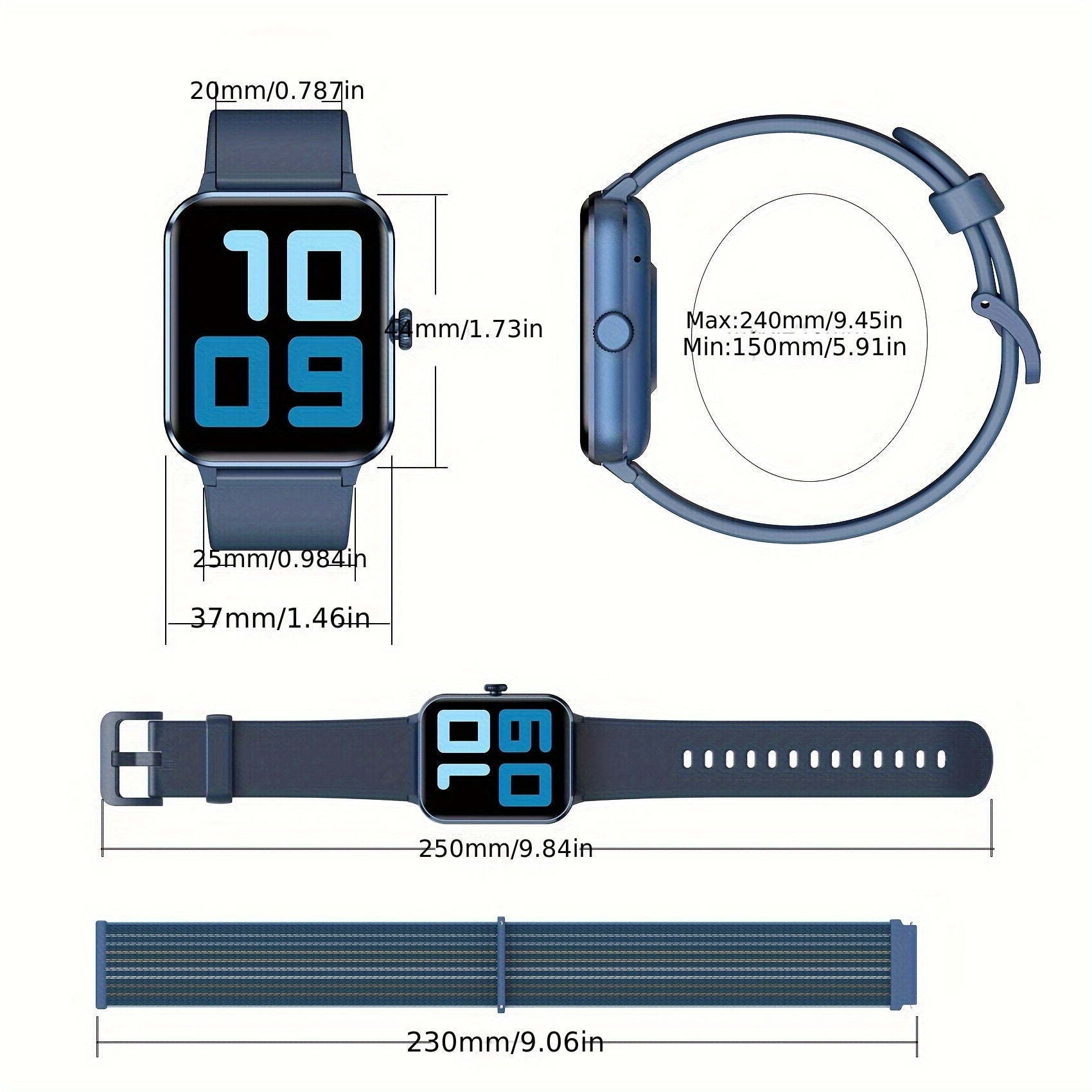 Blackview R50 Smart Watch With Wireless Call Answer\Make Call, 1.85 Inch HD Full Touchscreen, Case Made Of PC And Scratch Resistant Glass, 24H Monitoring, Sleep Monitoring, Sports Tracker, Pedometer, Music Photo Watch With Mi