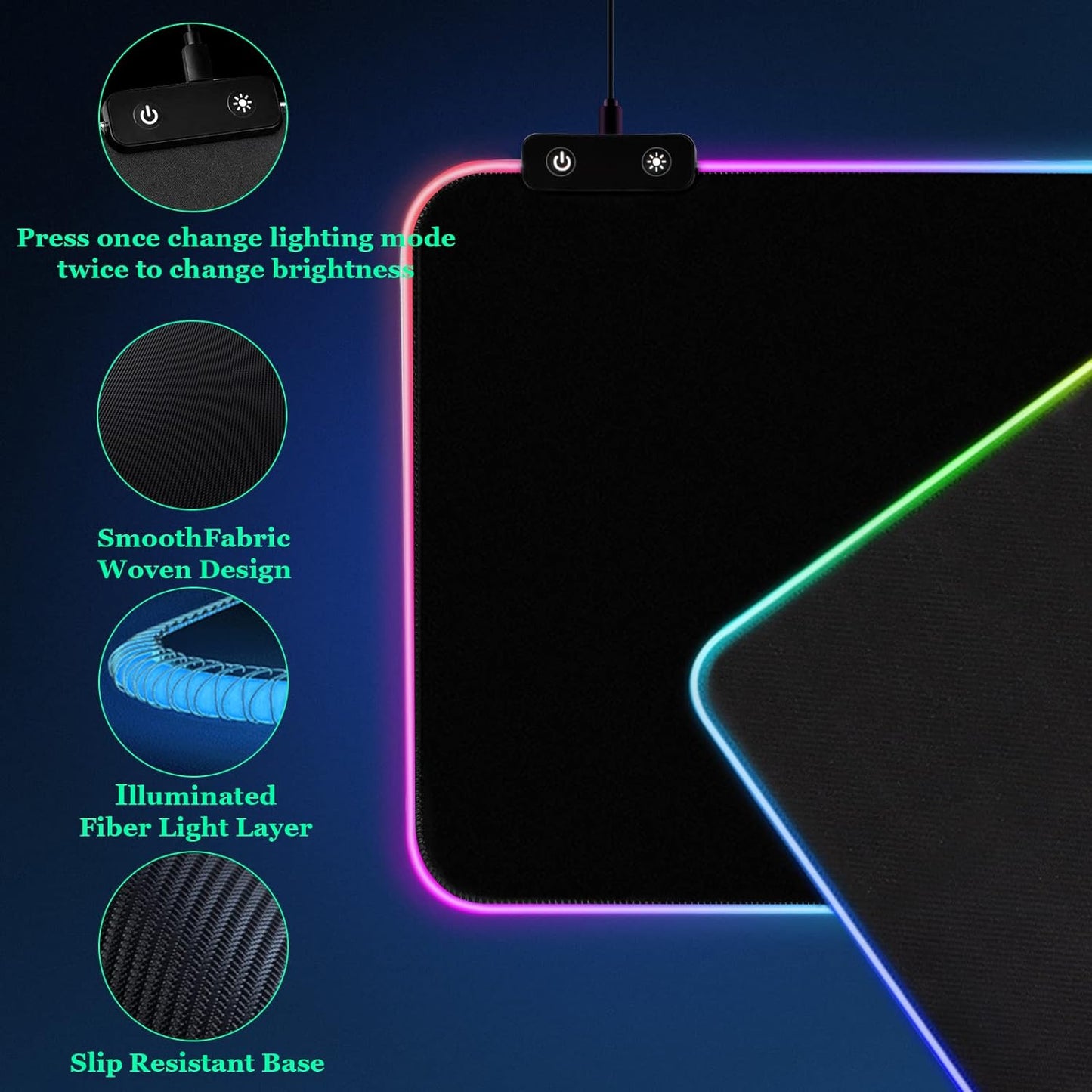 [3-In-1]Rgb Led Gaming Mouse Pad with Wrist Support,Ivienx Gaming Keyboard Mat Mouse Pad[31.5×11.8 In][Black],Light up Mouse Pad Mouse Pad Wrist Support with [15 Light Modes][2 Brightness Levels]