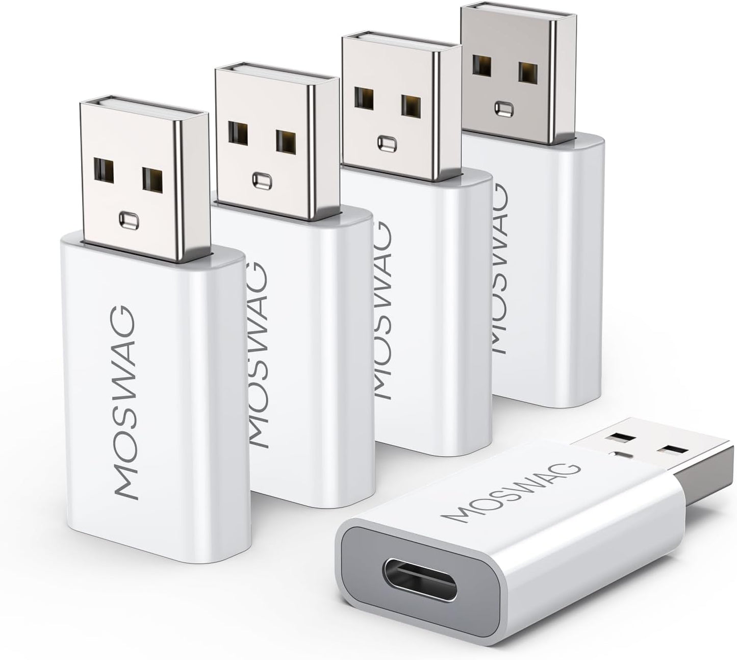 MOSWAG 3 Pack USB C to USB Adapter - Male to Female, Type-C to Type a Compatible with Apple Magsafe Charger, Mac, Laptops and Pcs