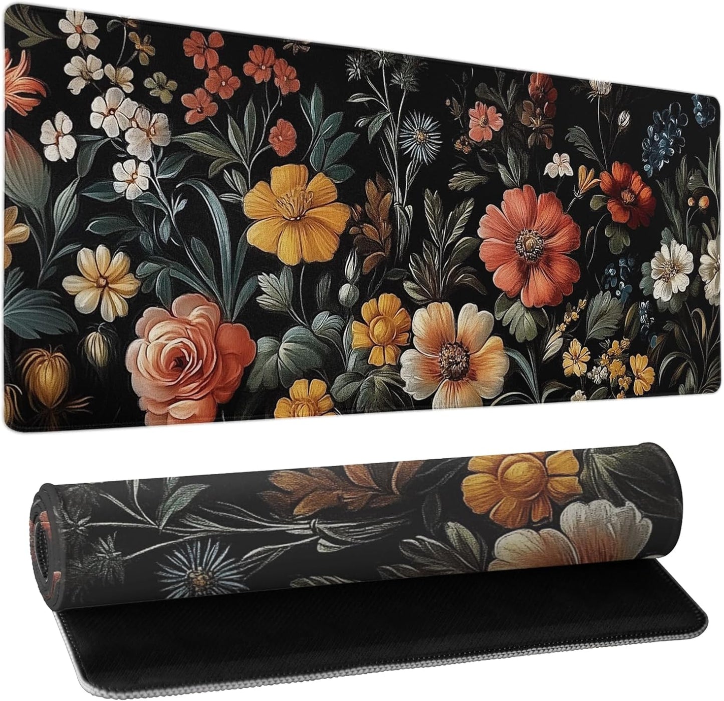 Japanese Cherry Blossom Sakura Large Gaming Mouse Pad 31.5×11.8 Inch XL Extended Waterproof Moudepads Non-Slip Rubber Base Keyboard Mat for Work/Office/Home