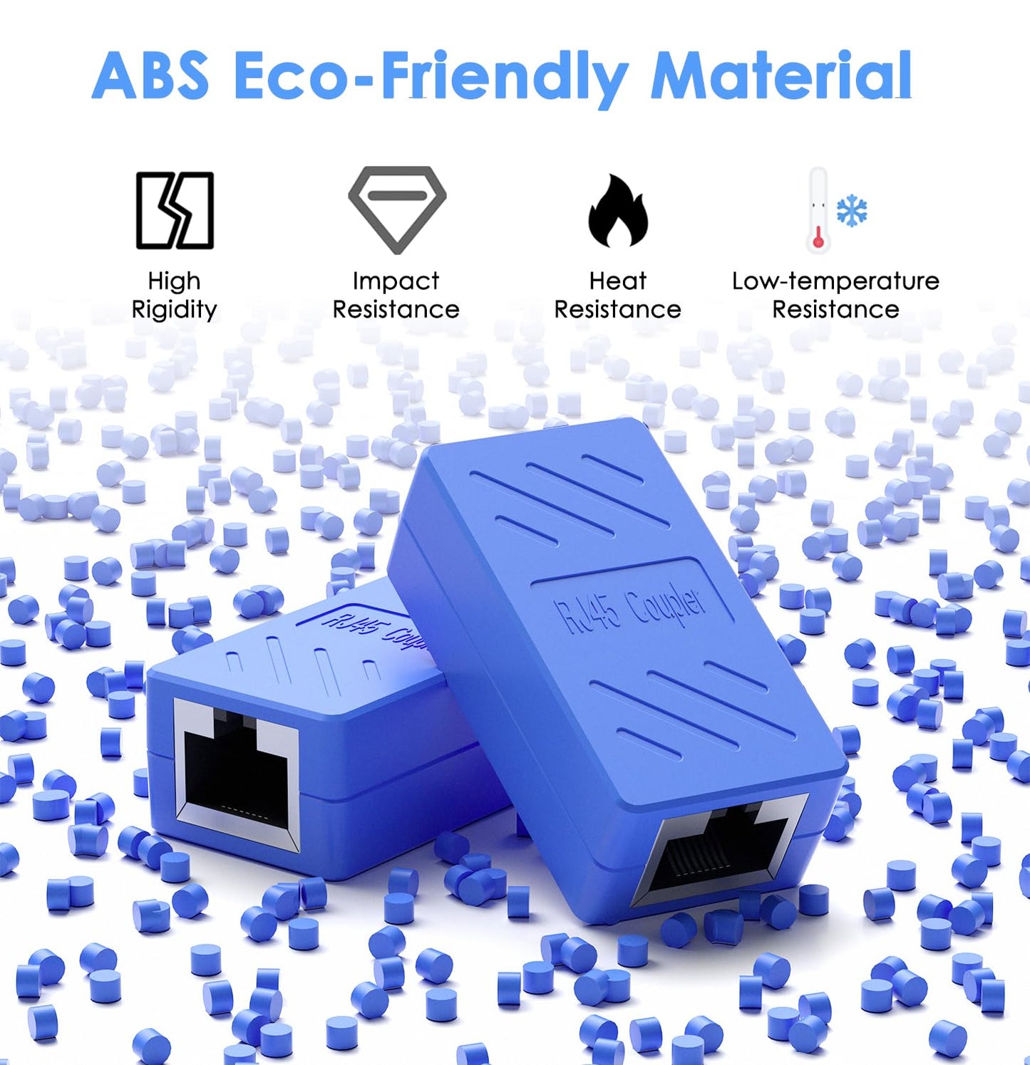 Dingsun RJ45 Coupler, Ethernet Extender for Cat7/Cat6/Cat5E/Cat5 Female to Female Ethernet Coupler Connector (5, Blue)