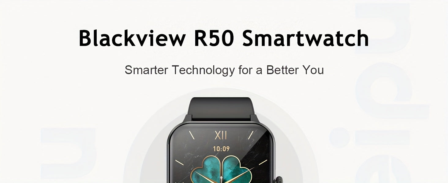 Blackview R50 Smart Watch With Wireless Call Answer\Make Call, 1.85 Inch HD Full Touchscreen, Case Made Of PC And Scratch Resistant Glass, 24H Monitoring, Sleep Monitoring, Sports Tracker, Pedometer, Music Photo Watch With Mi