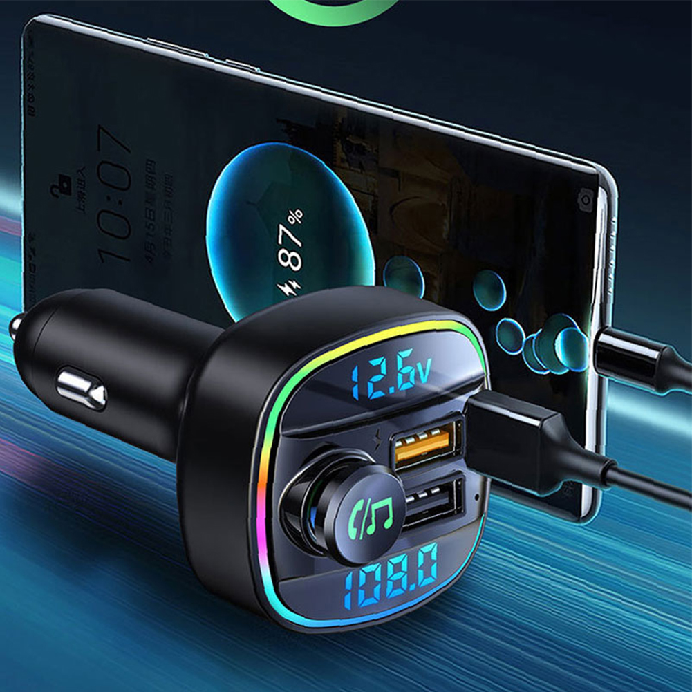 Bluetooth 5.0 Car Wireless FM Transmitter Adapter USB PD Charger AUX