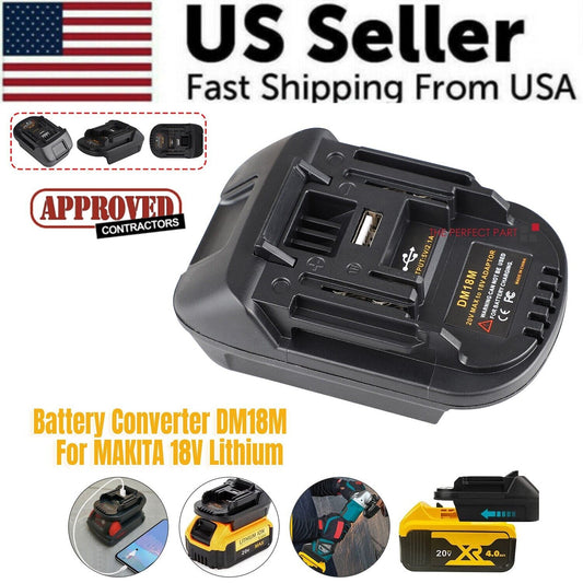 USB Battery Adapter Converter For 20V DEWALT Milwaukee M18 Convert To