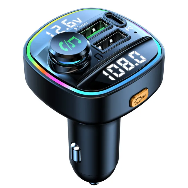 Bluetooth 5.0 Car Wireless FM Transmitter Adapter USB PD Charger AUX