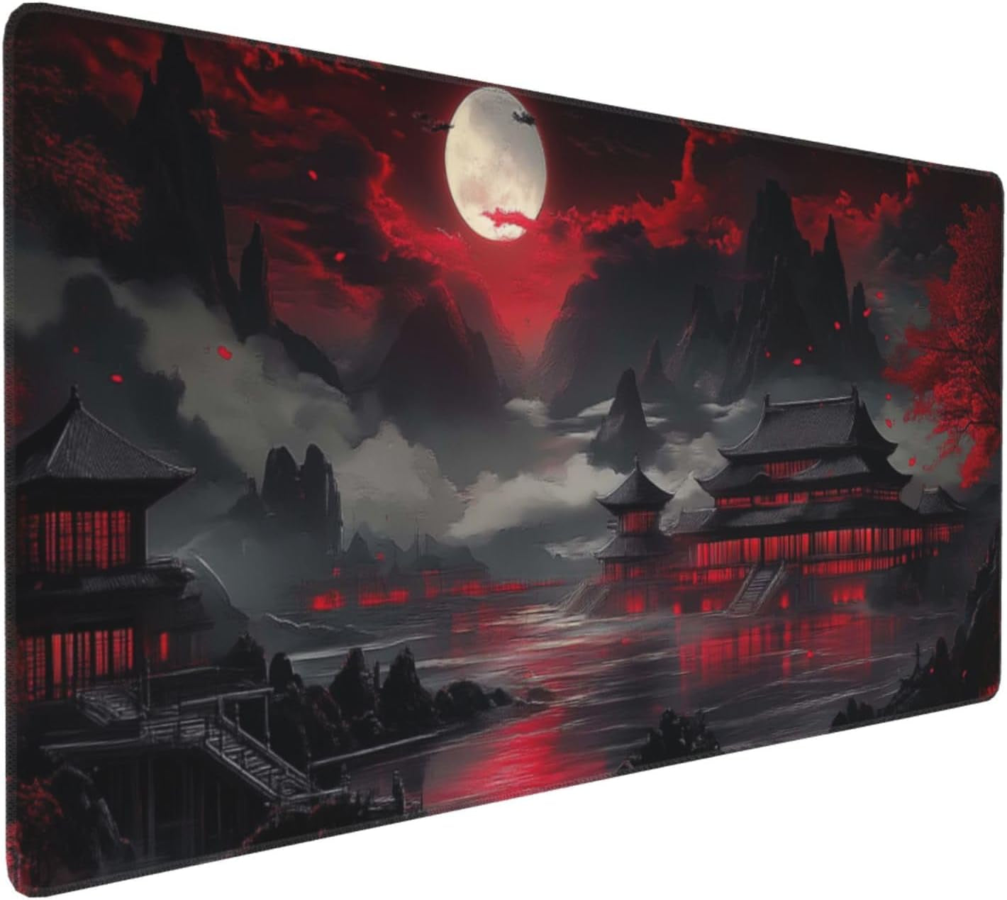 Japanese Cherry Blossom Sakura Large Gaming Mouse Pad 31.5×11.8 Inch XL Extended Waterproof Moudepads Non-Slip Rubber Base Keyboard Mat for Work/Office/Home