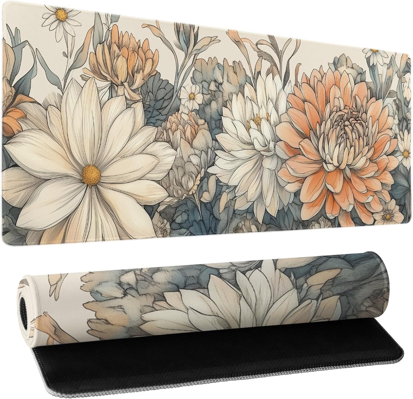 Japanese Cherry Blossom Sakura Large Gaming Mouse Pad 31.5×11.8 Inch XL Extended Waterproof Moudepads Non-Slip Rubber Base Keyboard Mat for Work/Office/Home