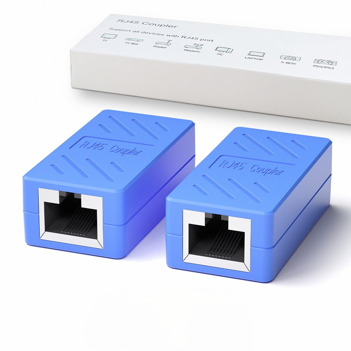 Dingsun RJ45 Coupler, Ethernet Extender for Cat7/Cat6/Cat5E/Cat5 Female to Female Ethernet Coupler Connector (5, Blue)