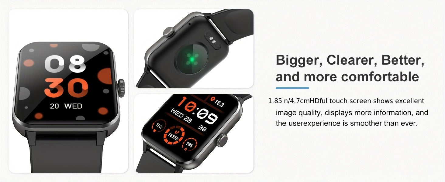 Blackview R50 Smart Watch With Wireless Call Answer\Make Call, 1.85 Inch HD Full Touchscreen, Case Made Of PC And Scratch Resistant Glass, 24H Monitoring, Sleep Monitoring, Sports Tracker, Pedometer, Music Photo Watch With Mi