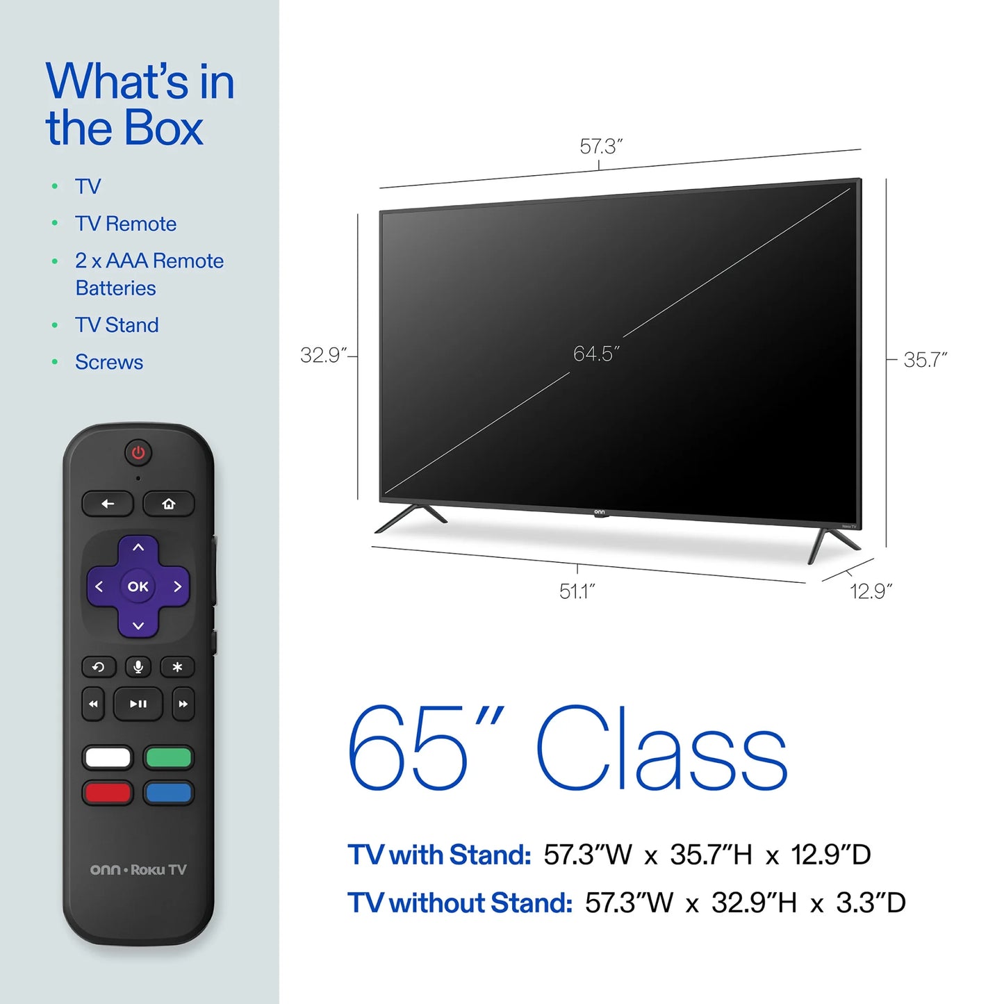 . 65” Class 4K UHD (2160P) LED Roku Smart Television HDR (100012587)