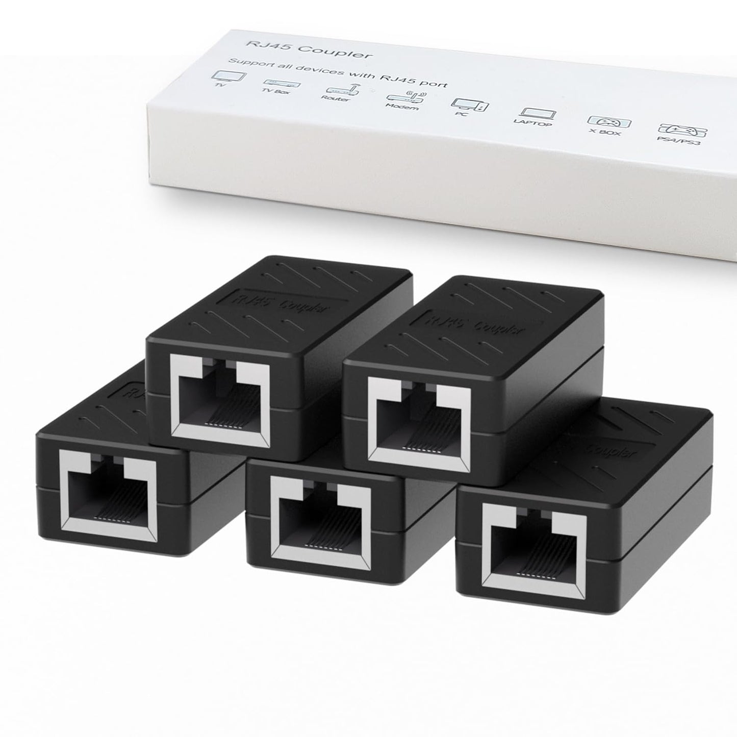 Dingsun RJ45 Coupler, Ethernet Extender for Cat7/Cat6/Cat5E/Cat5 Female to Female Ethernet Coupler Connector (5, Blue)