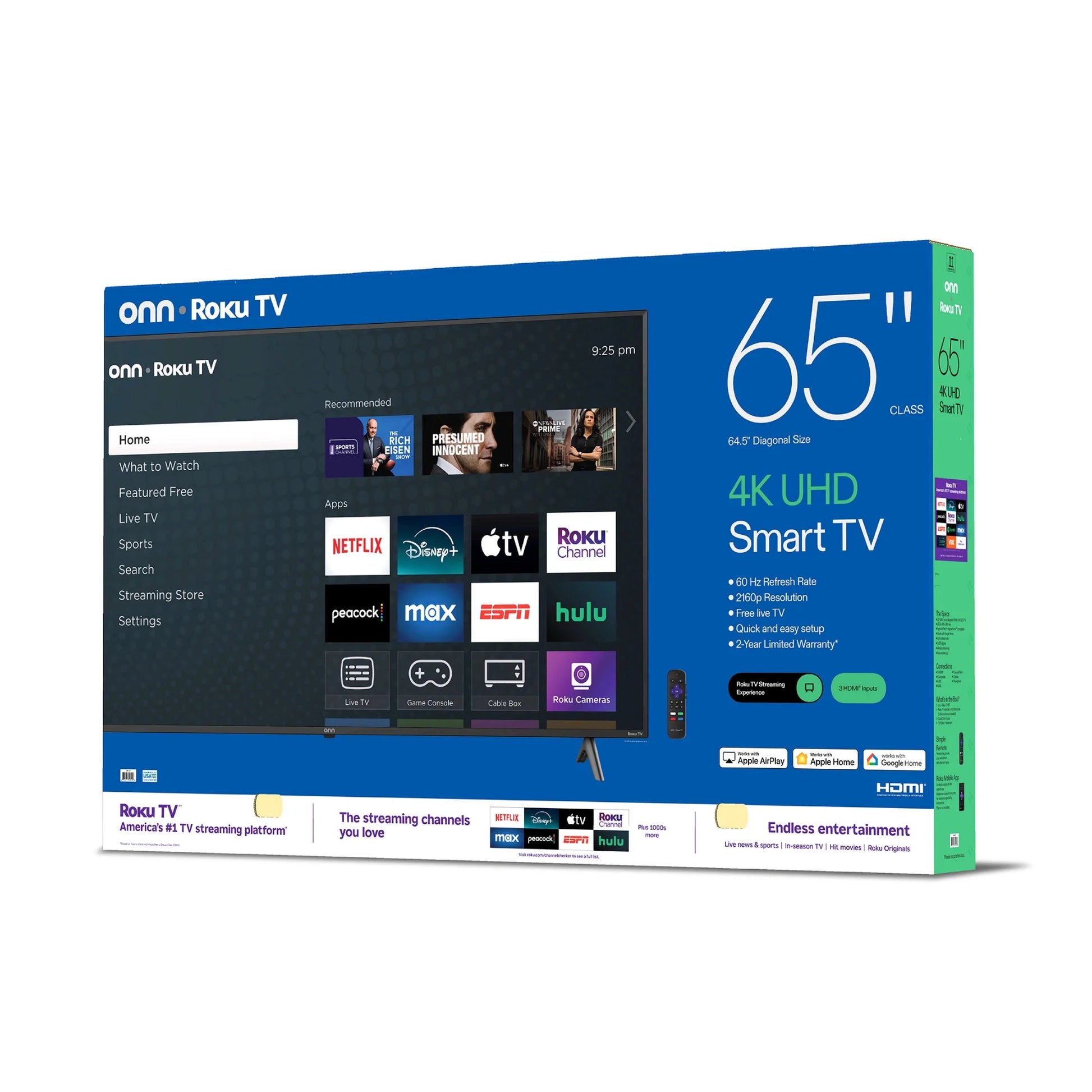 . 65” Class 4K UHD (2160P) LED Roku Smart Television HDR (100012587)