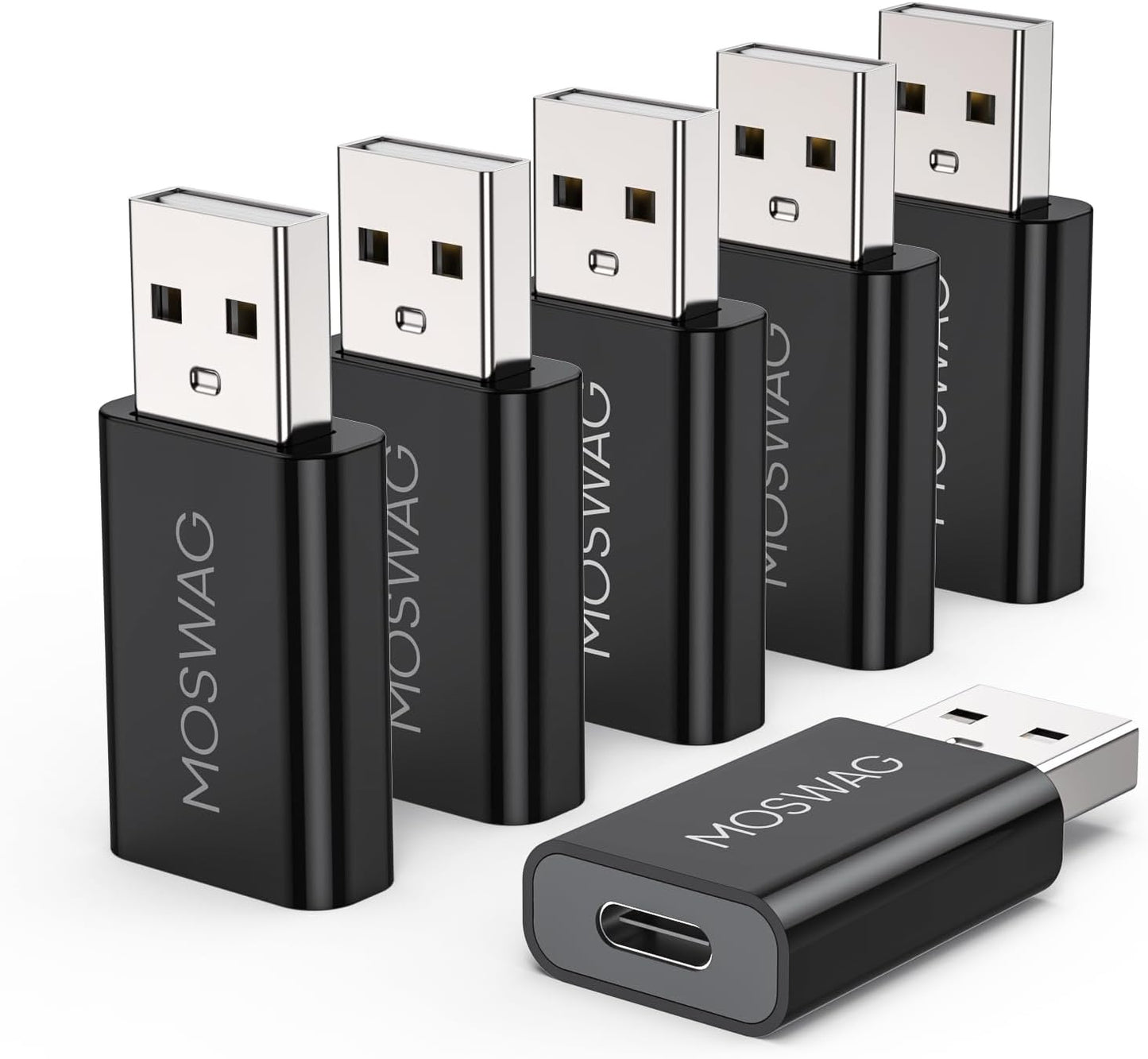 MOSWAG 3 Pack USB C to USB Adapter - Male to Female, Type-C to Type a Compatible with Apple Magsafe Charger, Mac, Laptops and Pcs