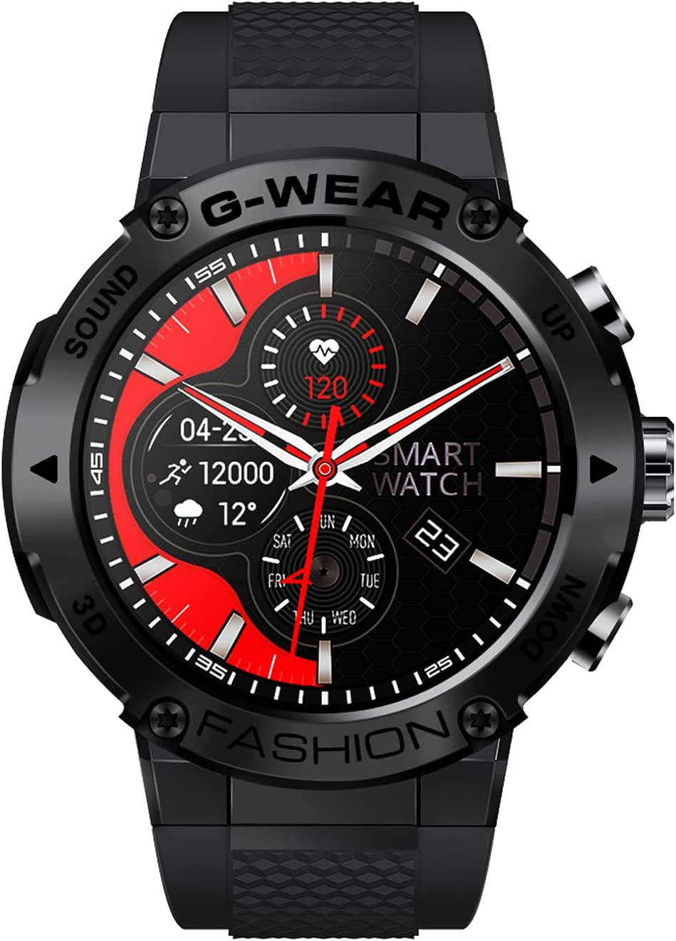 Smart Watches for Men, Sport Fitness Watch with IPS Screen/Bluetooth Calling/Auto Heart Rate Monitor/Blood Pressure/Spo2/Sleep Monitor/Waterproof, Fashion Smartwatch（Black）