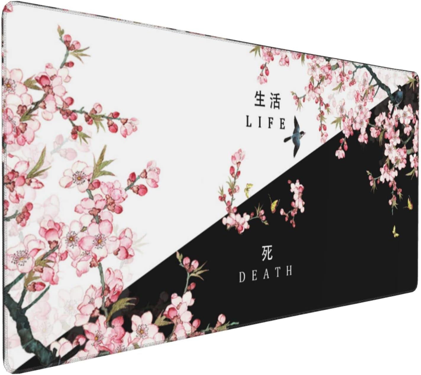 Japanese Cherry Blossom Sakura Large Gaming Mouse Pad 31.5×11.8 Inch XL Extended Waterproof Moudepads Non-Slip Rubber Base Keyboard Mat for Work/Office/Home