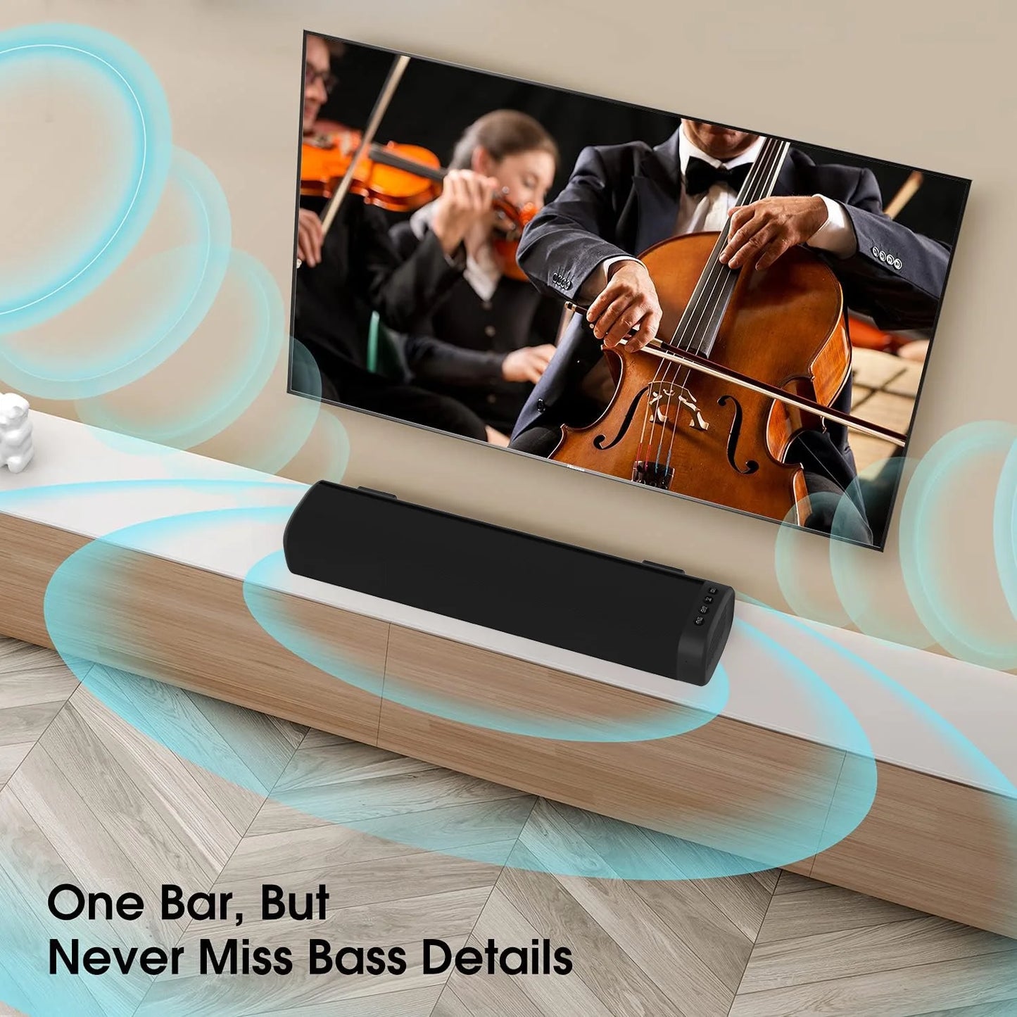 Sound Bar with Subwoofer, Wired & Wireless Bluetooth Soundbar for TV, 3D Surround Home Audio TV Speakers
