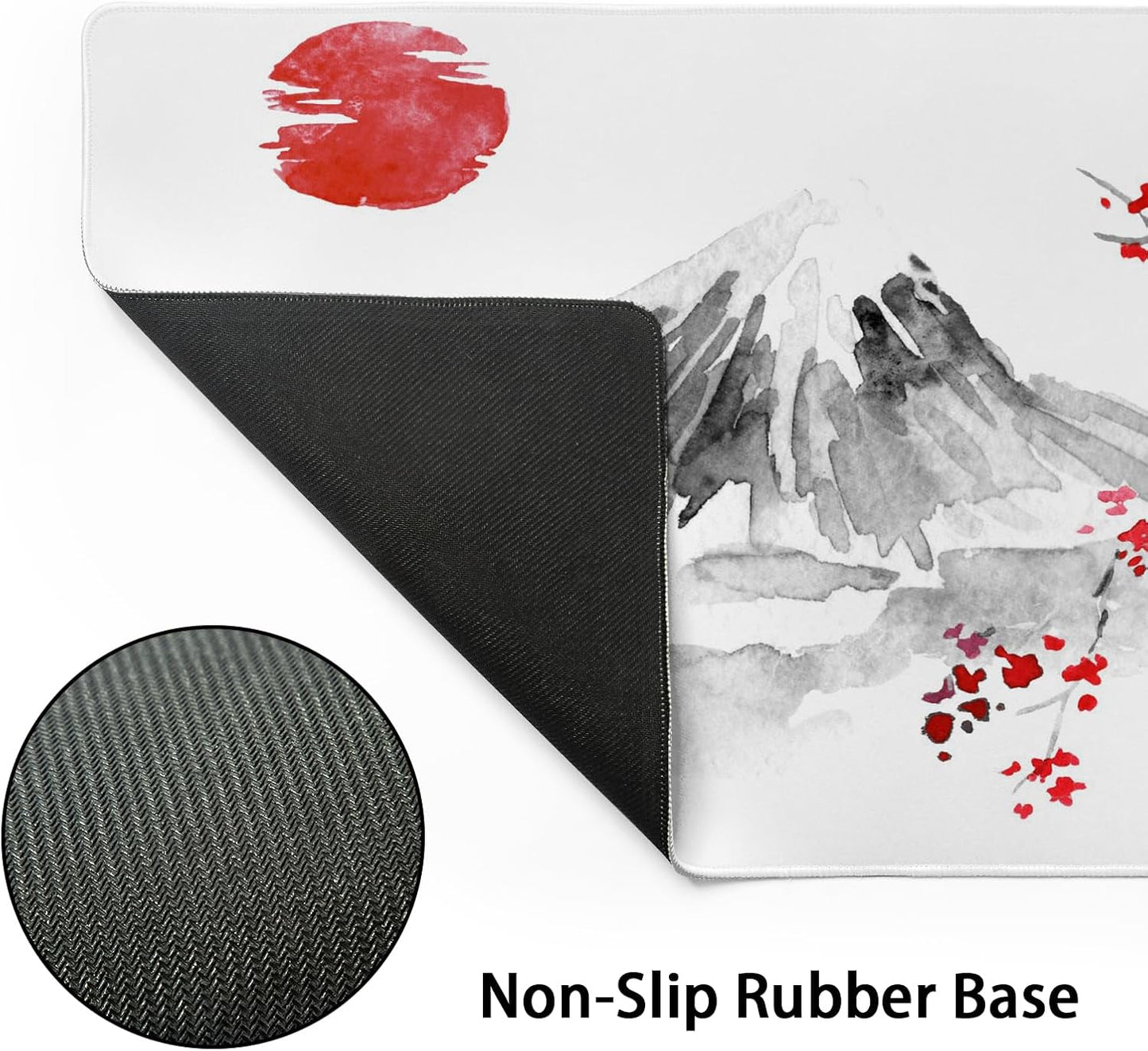 Japanese Cherry Blossom Sakura Large Gaming Mouse Pad 31.5×11.8 Inch XL Extended Waterproof Moudepads Non-Slip Rubber Base Keyboard Mat for Work/Office/Home