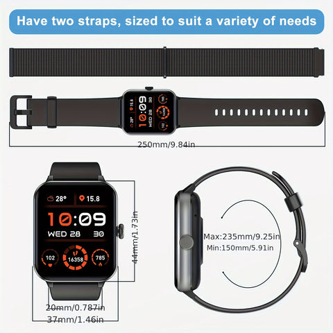 Blackview R50 Smart Watch With Wireless Call Answer\Make Call, 1.85 Inch HD Full Touchscreen, Case Made Of PC And Scratch Resistant Glass, 24H Monitoring, Sleep Monitoring, Sports Tracker, Pedometer, Music Photo Watch With Mi