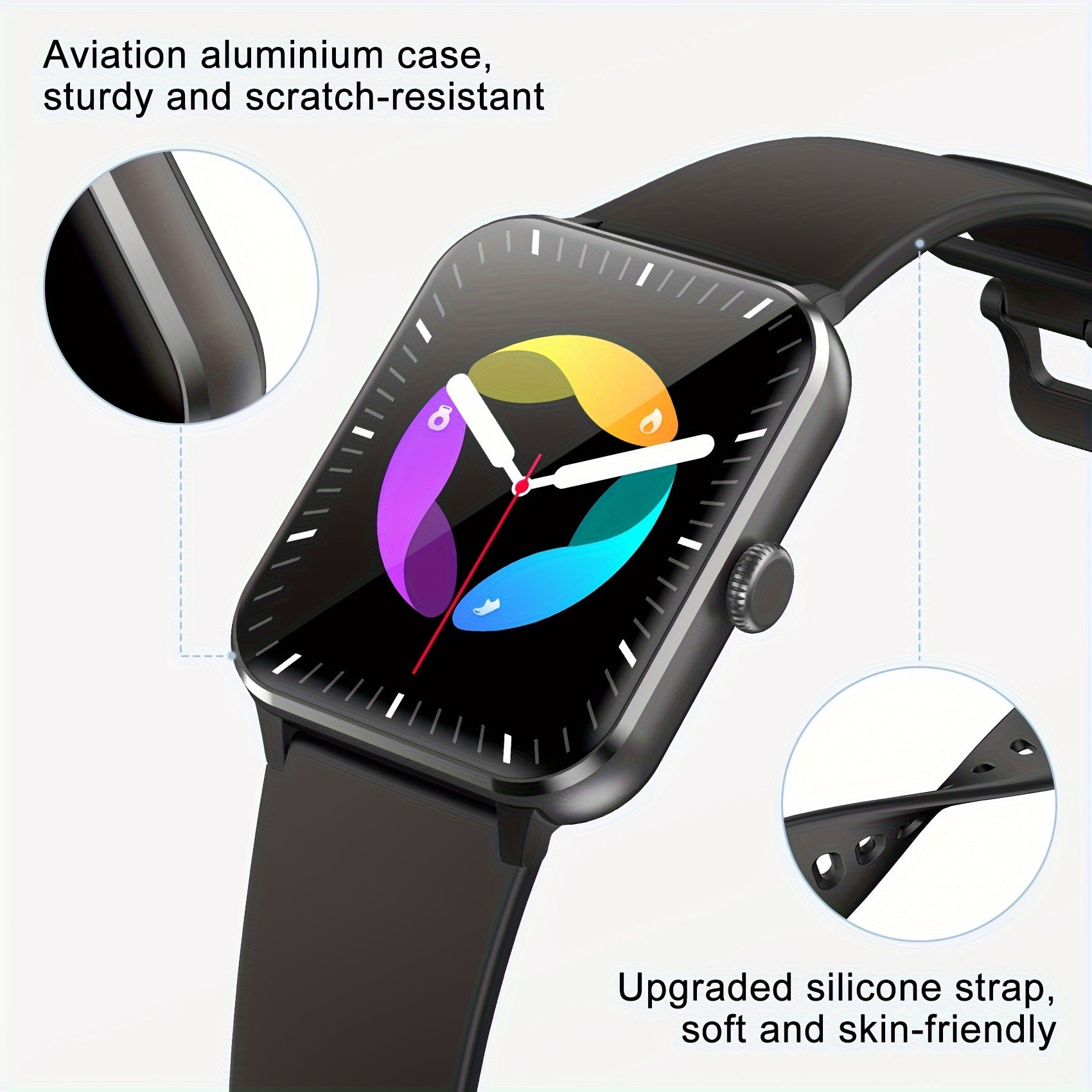 Blackview R50 Smart Watch With Wireless Call Answer\Make Call, 1.85 Inch HD Full Touchscreen, Case Made Of PC And Scratch Resistant Glass, 24H Monitoring, Sleep Monitoring, Sports Tracker, Pedometer, Music Photo Watch With Mi