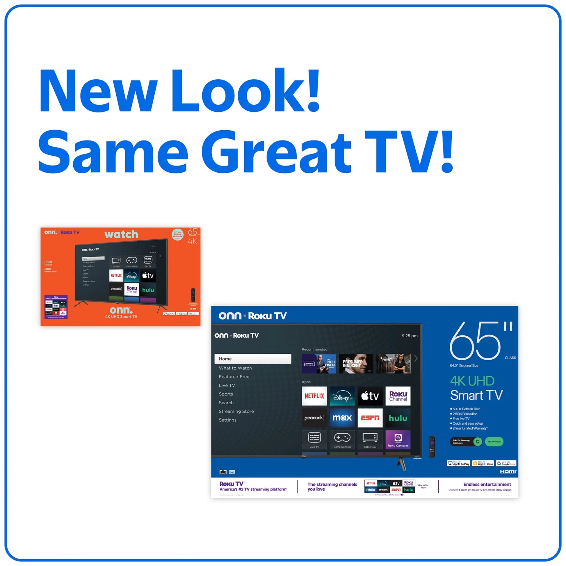 . 65” Class 4K UHD (2160P) LED Roku Smart Television HDR (100012587)