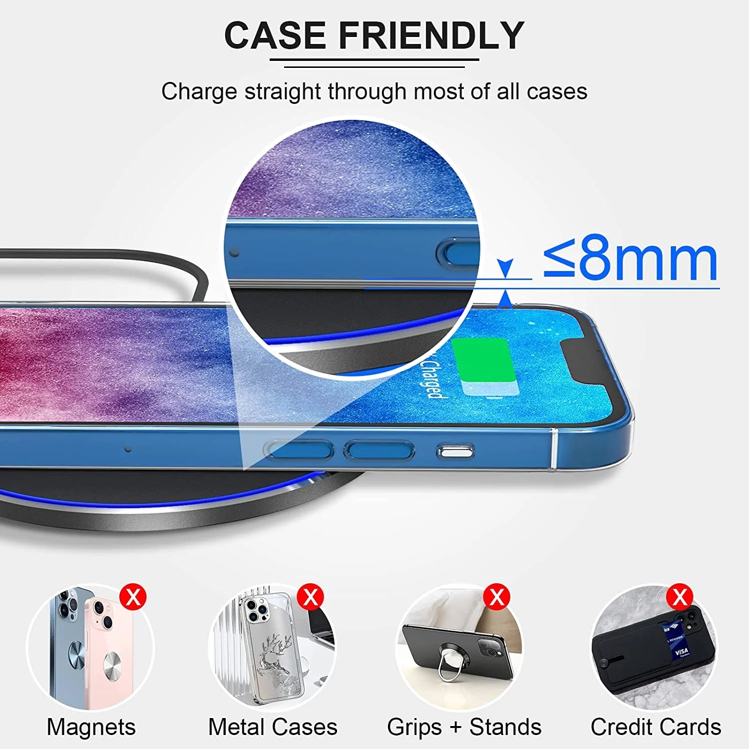 Wireless Charger, 10W Fast Wireless Charging Pad Station for Iphone 13/13 Pro/13 Pro Max/13 Mini/12/Se/11/X/Xr/8, Samsung Galaxy, Airpods/Airpods Pro, Huawei Mate 20 Pro/Mate 30/P50