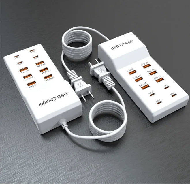 USB Charger Station,10-Port 50W Multiple USB Charging Station Multi Ports USB Charger Charging for Tablet Laptop Computer