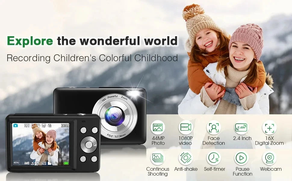 DC403 44MP HD Digital Camera 16X Digital Zoom Cameras Support For Taking Photos Recording Videos For Thanksgiving New Year Gifts