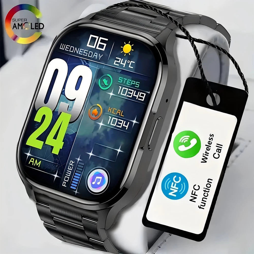 2024 New Smart Watch Heart Rate Sleep Monitor Breathing Training AMOLED HD Screen Bluetooth Call Weather Forecast Smartwatches