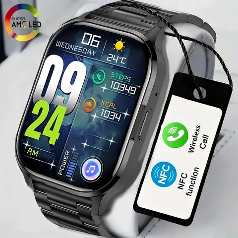 2024 New Smart Watch Heart Rate Sleep Monitor Breathing Training AMOLED HD Screen Bluetooth Call Weather Forecast Smartwatches