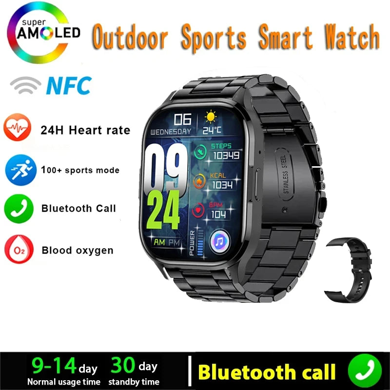 2024 New Smart Watch Heart Rate Sleep Monitor Breathing Training AMOLED HD Screen Bluetooth Call Weather Forecast Smartwatches