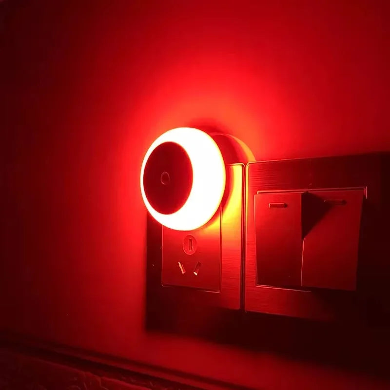 LED Night Light Smart Night Sensor Round Plug in Wall Night Lamp Bathroom Home Kitchen Hallway Staireway Bedroom Nightlight