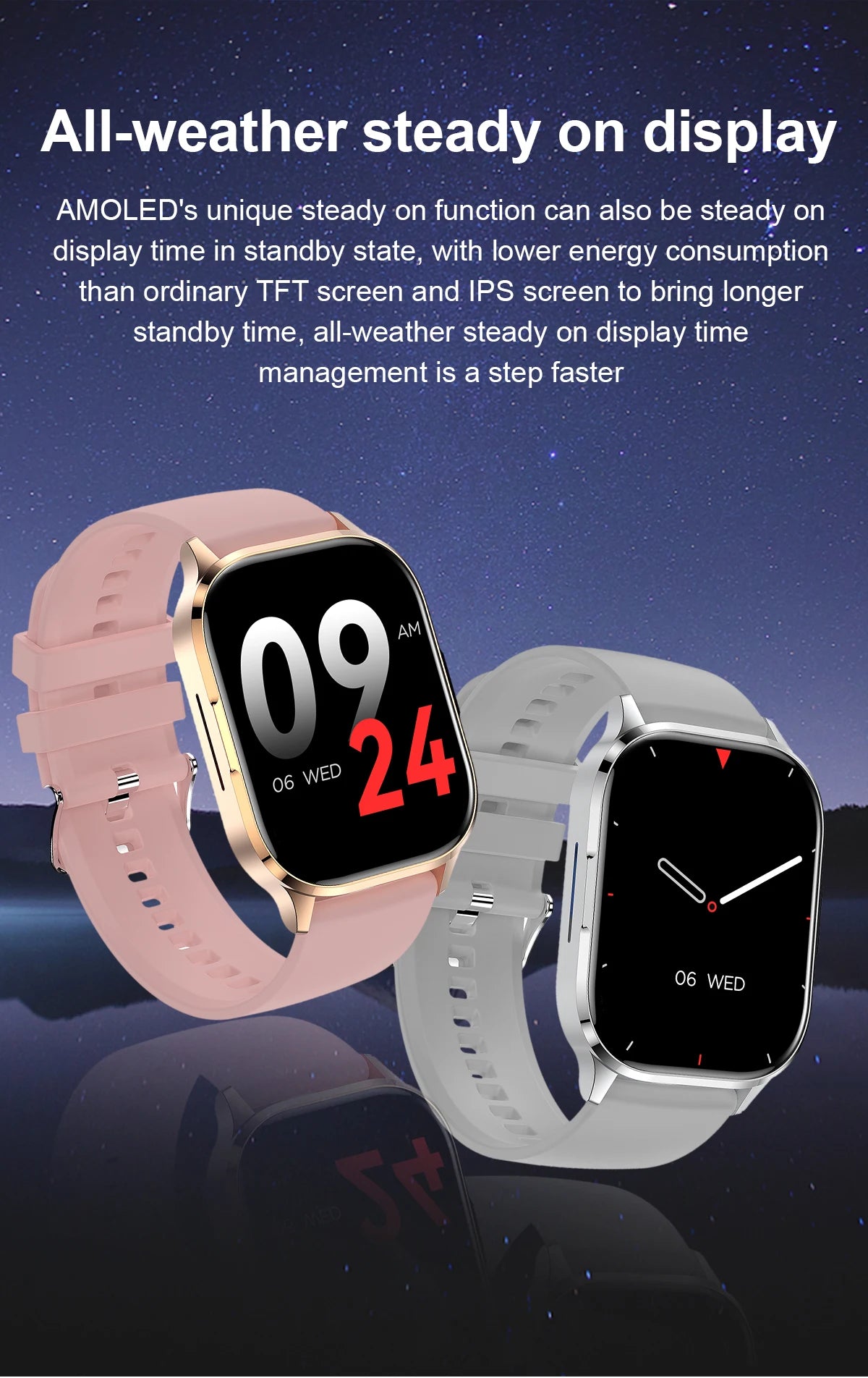 2024 New Smart Watch Heart Rate Sleep Monitor Breathing Training AMOLED HD Screen Bluetooth Call Weather Forecast Smartwatches