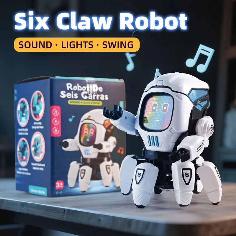 Kids Dance Robots Music LED 6 Claws Octopus Robot Birthday Gift Toys