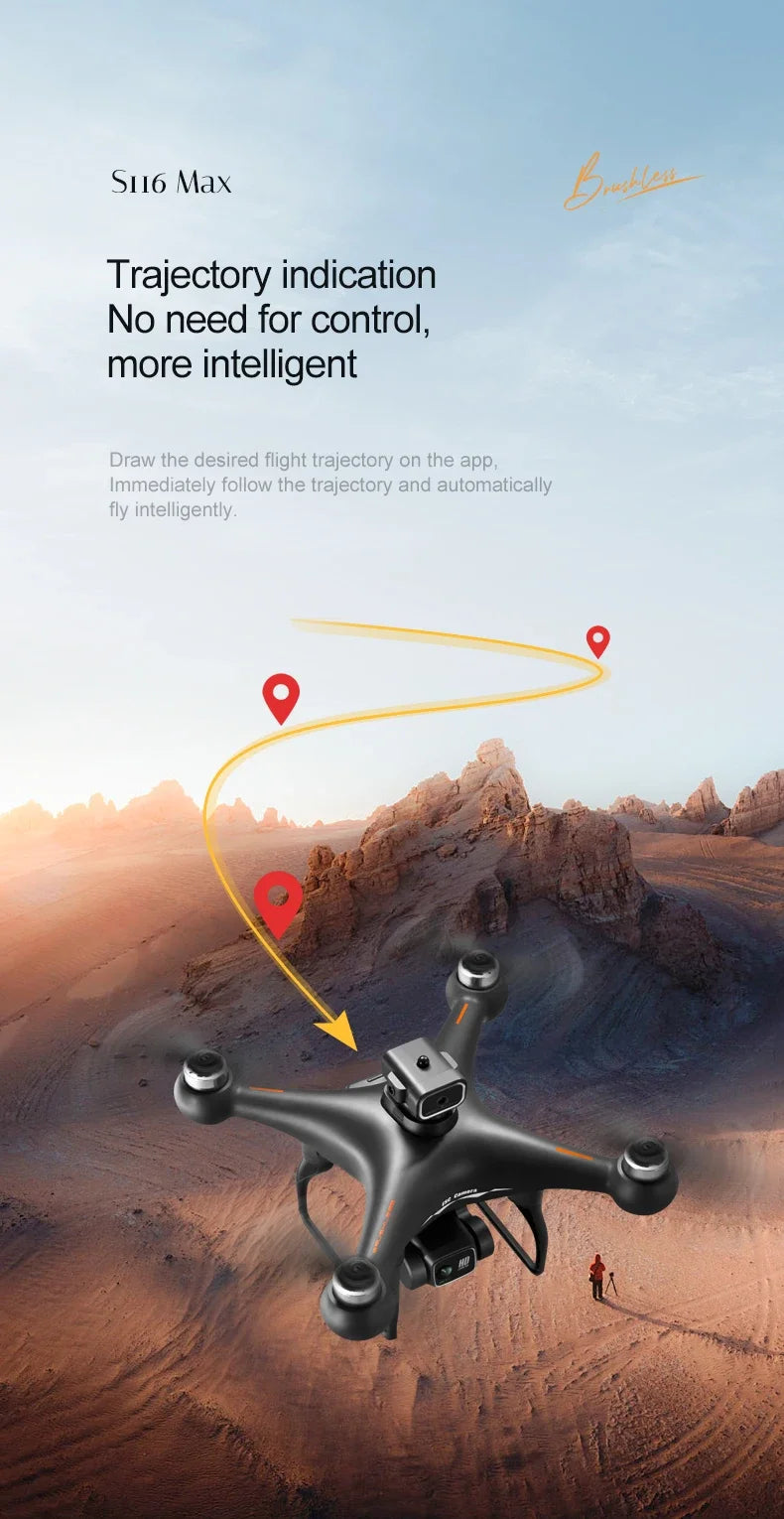 S116MAX 8K HD Drone Dual Camera 3 Batteries Optical Flow 360° Obstacle Avoidance WiFi FPV RC Quadcopter Toy Gift for Kids Adults