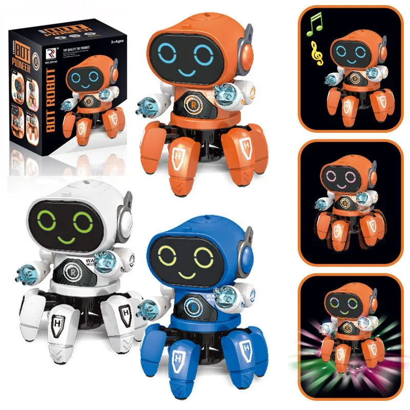 Kids Dance Robots Music LED 6 Claws Octopus Robot Birthday Gift Toys