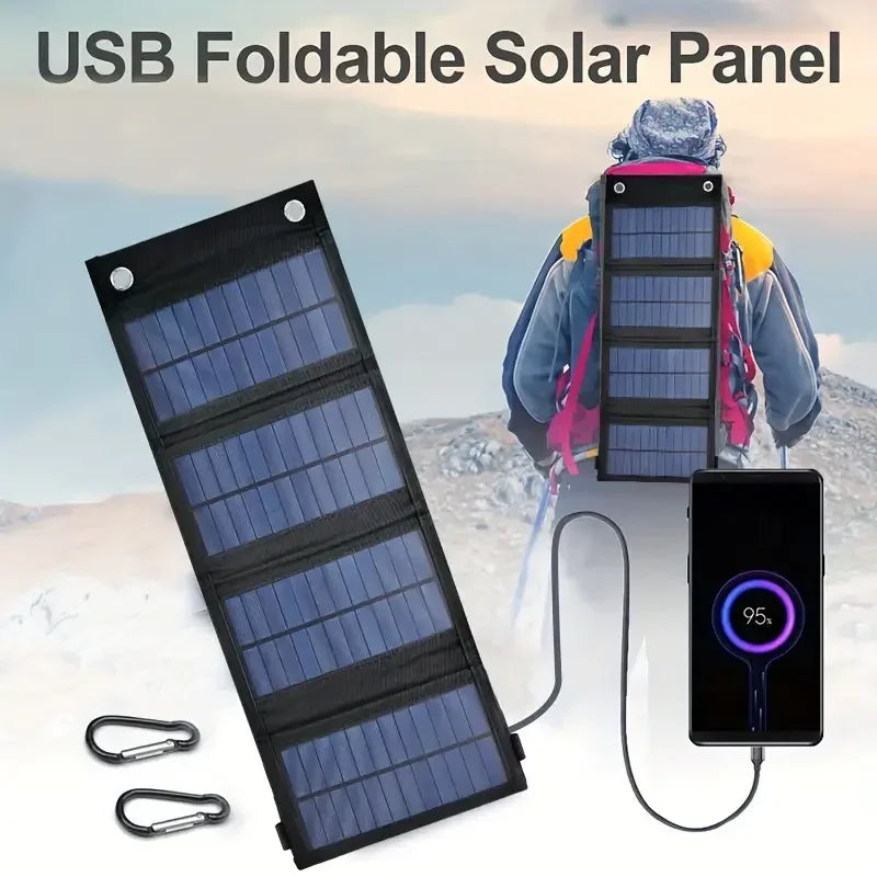 Portable USB Solar Charger Foldable Solar Panel Phone Charging Battery Waterproof Outdoor Mobile Power for Camping Hiking
