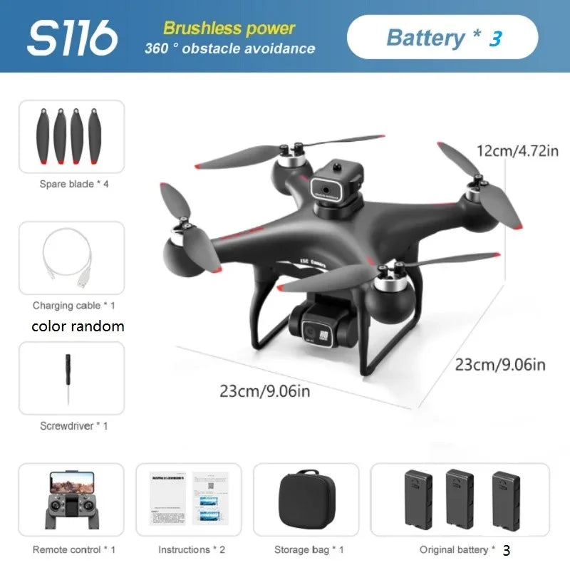 S116MAX 8K HD Drone Dual Camera 3 Batteries Optical Flow 360° Obstacle Avoidance WiFi FPV RC Quadcopter Toy Gift for Kids Adults