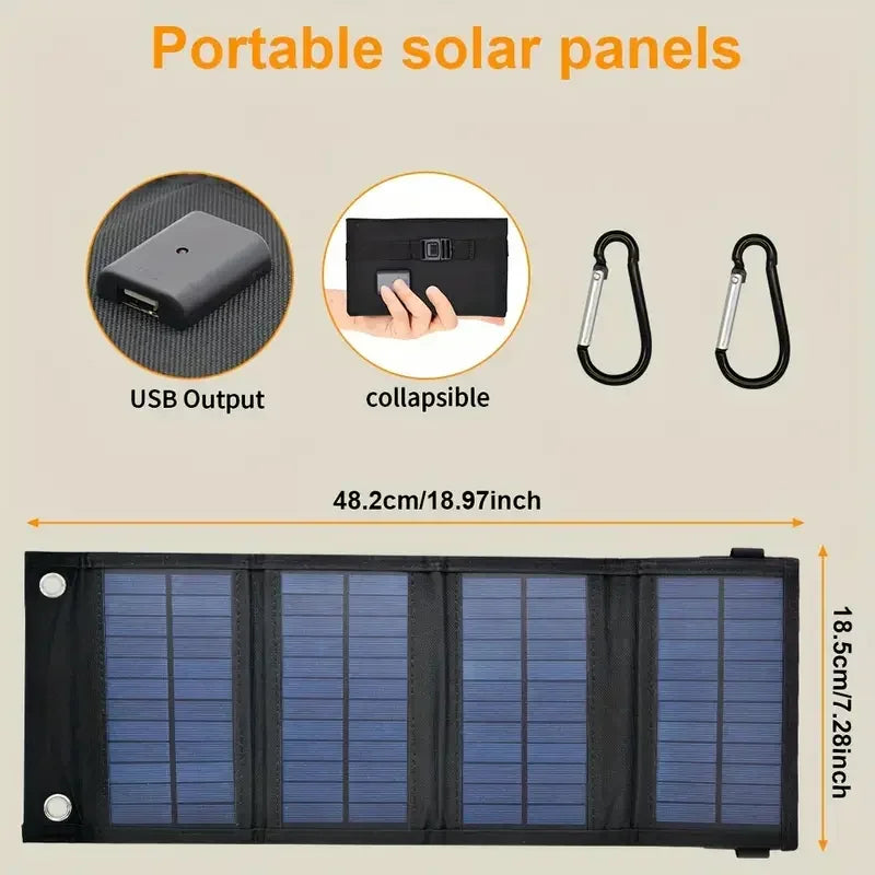 Portable USB Solar Charger Foldable Solar Panel Phone Charging Battery Waterproof Outdoor Mobile Power for Camping Hiking