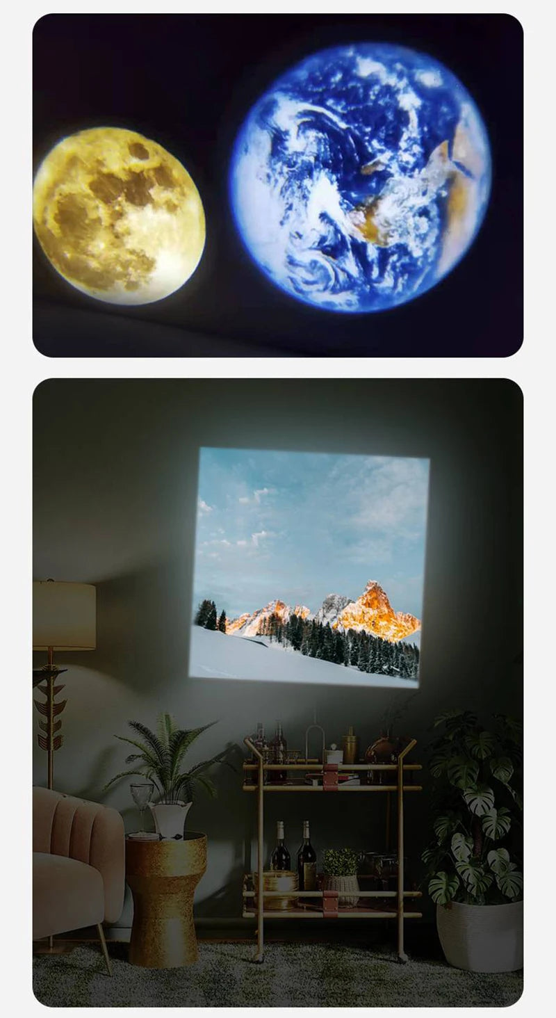 LED USB Night Light Moon Projector Atmosphere Lamp Planet Projection Background Wall Decoration Light For Bedroom Birthday Gift