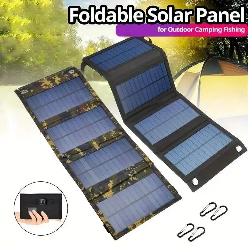 Portable USB Solar Charger Foldable Solar Panel Phone Charging Battery Waterproof Outdoor Mobile Power for Camping Hiking