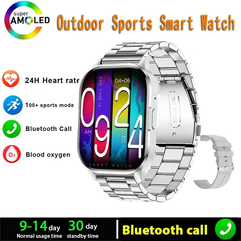 2024 New Smart Watch Heart Rate Sleep Monitor Breathing Training AMOLED HD Screen Bluetooth Call Weather Forecast Smartwatches