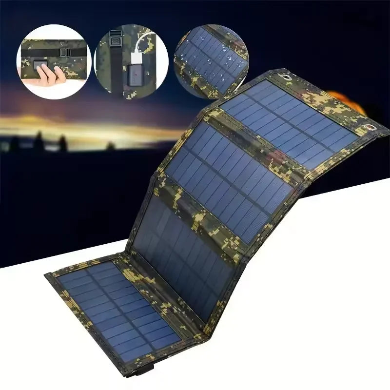 Portable USB Solar Charger Foldable Solar Panel Phone Charging Battery Waterproof Outdoor Mobile Power for Camping Hiking