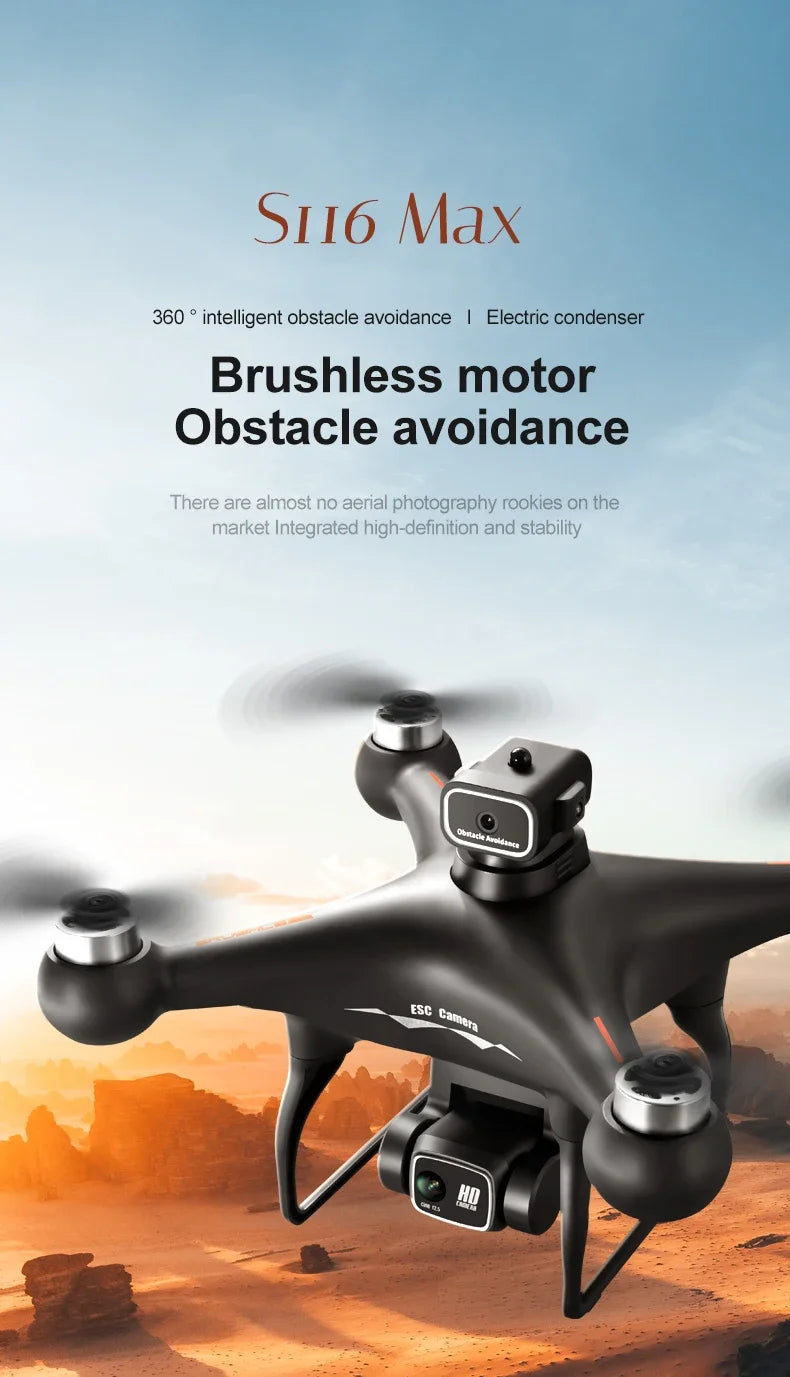 S116MAX 8K HD Drone Dual Camera 3 Batteries Optical Flow 360° Obstacle Avoidance WiFi FPV RC Quadcopter Toy Gift for Kids Adults