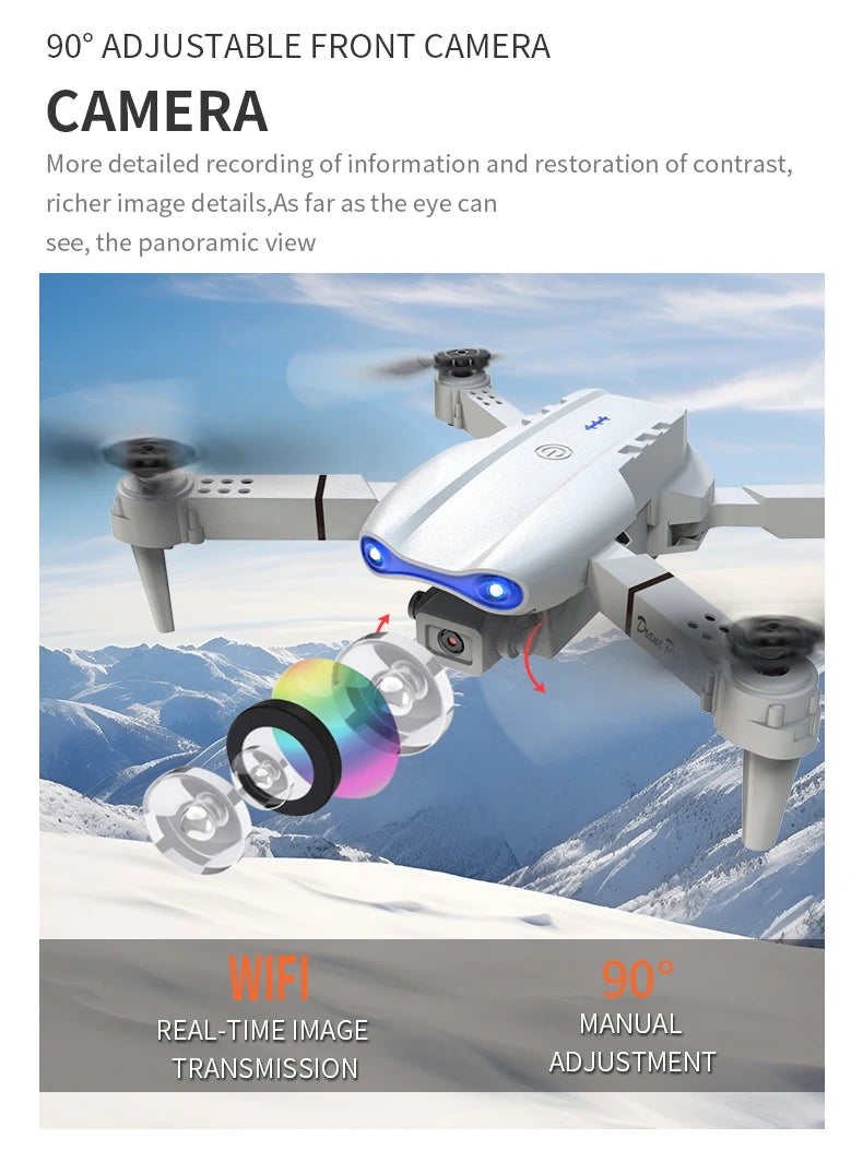 E99 PRO Drone with Flash Professional HD Dual Camera WIFI Obstacle Avoidance RC Helicopters Aerial Photography Quadcopter